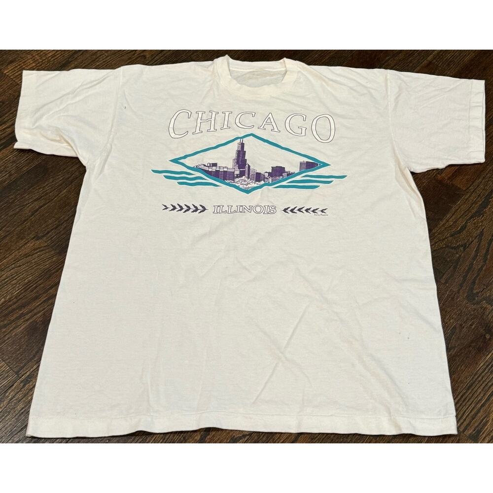 Vintage 1990s T-Shirt Size L/XL Chicago Illinois City Single Stitch T-Shirt